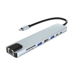 USB Hub 8 en 1 Type C pour ordinateur portable HDMI 4K TF Carte 8 ports Hauvaise PD Extension PD Pictures 3D Effets visuels