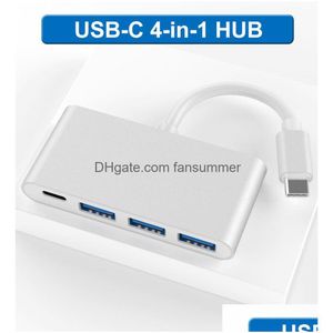 USB Hubs 4 in 1 Hub Adapter USB-C TYP-C 3.1 tot 4-poorts USB3.0 HD RJ45 Ethernet Network Type C Adapters voor boek Andere digitale drop del dhib6