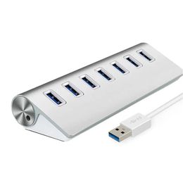 Hubs USB 7 ports USB3.0 Hub Plug Adaptateur haute vitesse Alliage pour PC Disque dur Lecteur de carte Flash Lecteur de téléphone portable Caméra Drop Livraison Com OTC6Q