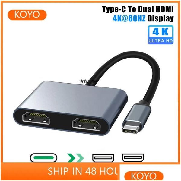 Hubs USB Port C Hub Type-C à double adaptateur compatible 4K 60Hz Sn Station d'accueil d'extension pour livre téléphone portable PC livraison directe Com Ot6Wf