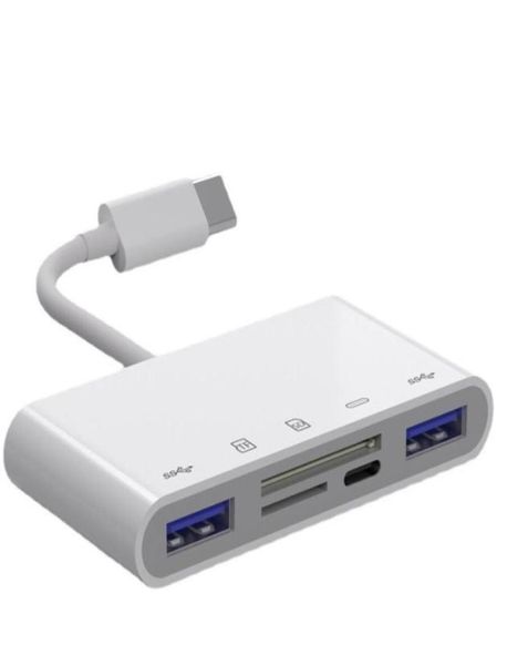 Hubs USB Lector de tarjetas tipo C USBC a SD TF Conexión de puertos USB30 Adaptador de lectores de tarjetas de memoria inteligentes 5 en 1 para Macbook Pro Type7744270