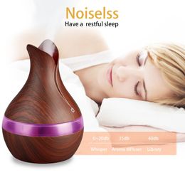 USB Humidificateur Arôme Aroma électrique Diffuseur Mist Must Wood Grain Huile Aromatherapy Mini a conduit Light Night Light pour le bureau de la maison de voiture