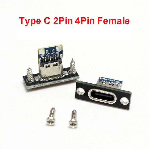 USB Jack Type-C 2pin 2P 4P Ligne de bande imperméable de Solder Joint Femelle Connecteur Jack Port Connecteur de socket USB Type C USB