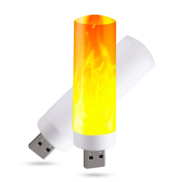 Bombillas LED USB, luz de ambiente, llama, velas intermitentes, lámpara de libro para banco de energía, iluminación de Camping, luz de efecto de encendedor de cigarrillos