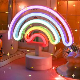 USB LED Neon Light Flamingo Licorne Rainbow Love Decoracin Night Light Neon Sign Batterie Alimenté Décoration De Chambre De Noël Lampe HKD230825