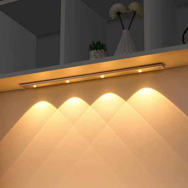 USB LED Night Light Motion Sensor inalámbrico Ultra delgada para el gabinete de cocina Armario de dormitorio Iluminación interior