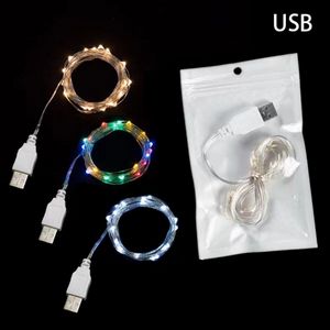 USB LED-lichtslingers Koper Zilver Draad Garland Licht Waterdicht Kerstverlichting Voor Kerst Bruiloft Decoratie