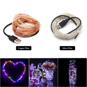 USB LED String Light 10m 100leds Sliver Long Life 5 V Kerstvakantie Bruiloft Decor Festival Fairy Lamp