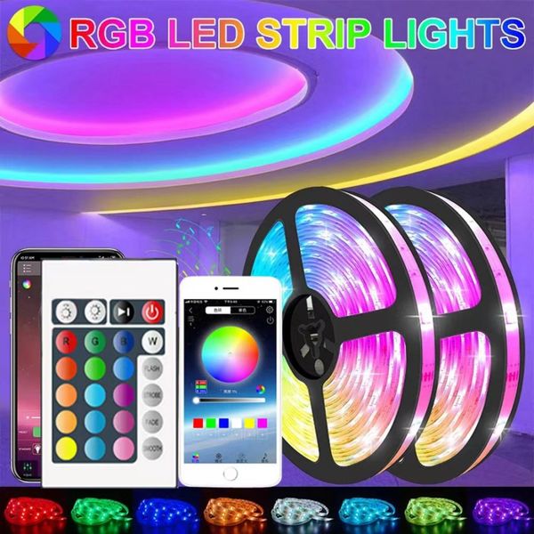 USB LED Strip Light Bluetooth RGB Lights Flexible TV Backlight Lamp 5050 5V LED Tape Diode Téléphone application 1-20m for Room