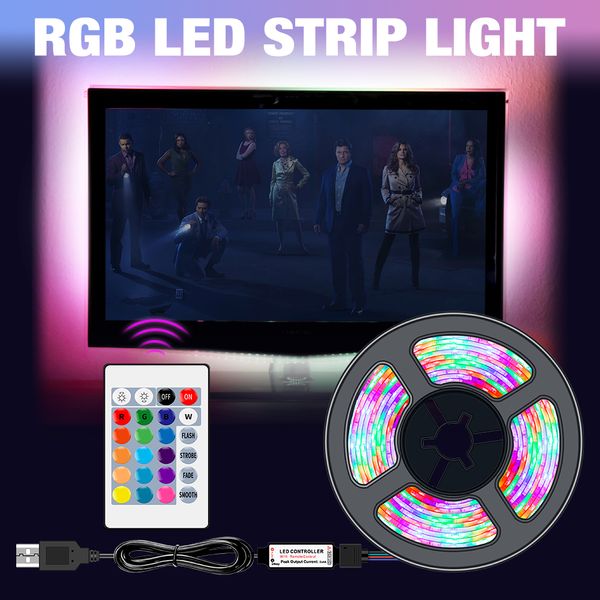 Usb led strip light rgb dc 5v smd2835 fita flexível fita tv luz 50cm 1m 2m 3m 4m 5m fita rgbw controle remoto neon