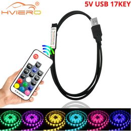 Lumières de bande LED USB 5 12 24 V Volt RGB USBS RF Télécommande 17Key Télé-Remote Sans fil