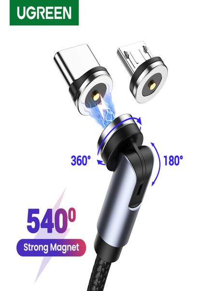 Cable de carga magnético USB, carga rápida giratoria de 540 grados, Micro USB tipo C, Cable de datos para cargador de teléfono, Micro USB tipo C6461054