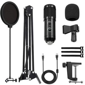 Kit de microphone USB 192KHZ/24BIT micro à condensateur de Podcast professionnel pour ordinateur de jeu PC YouTube avec support de bras de flèche réglable