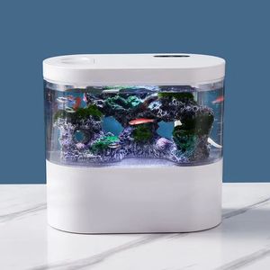 Mini pompe à eau intégrée pour Aquarium de bureau USB/lumière LED/filtre auto-circulation et auto-circulation réservoir de poissons rouges 240124