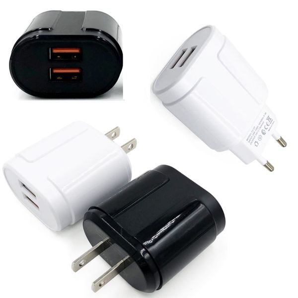 Chargeur de téléphone portable USB double adaptateur USB 5V 2.1A chargeur de voyage EU chargeur standard américain pour iphone 7 8 x 11 Samsung htc gros