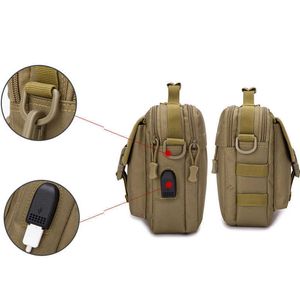 USB Molle Militaire Sac Tactique Messenger Sacs Fanny Ceinture Camping En Plein Air Chasse Armée Assualt Tactique Sling Sac Pack XA675WA Y0721