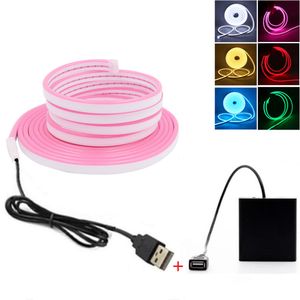 Tira de luces LED de neón USB con caja de pilas AA, cinta Flexible de 5V, 2835, 120Leds/m, iluminación de fondo de TV y cama de 3m, luz nocturna