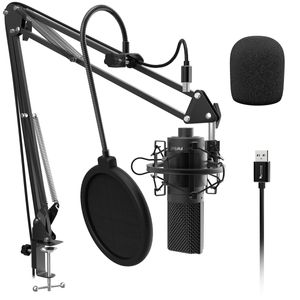 Microphone à condensateur USB avec bras de micro de bureau réglable, support anti-choc pour enregistrement en Studio, voix, YouTube