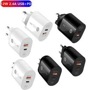 Chargeur USB PD 12W adaptateur rapide type-c QC 3.0 chargeurs muraux de téléphone à Charge rapide adaptateur accessoire de téléphone portable prise ue/US