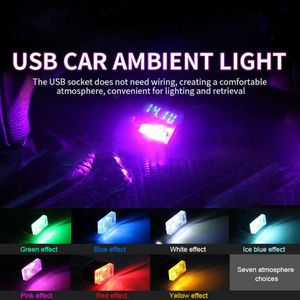 Prises USB LED lumières voiture lampe ambiante décoration intérieure lumières d'ambiance pour accessoire de voiture Mini USB LED ampoule chambre veilleuse273e