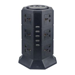 USB-stekkerdoos verticaal 8/12 EU/UK/US/AU elektrische stekker universele stopcontacten oplader overspanningsbeveiliging 66ft/2m verlengsnoer