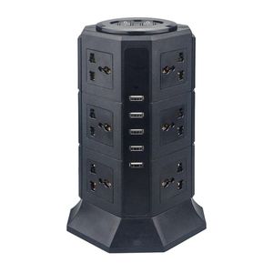 USB Power Strip vertical 8/12 EU / UC / UE / AU Conecte eléctrico de AU Universal Outlet Sockets Cargador Protector de sobretensiones 6.6FT / Cable de extensión 2M