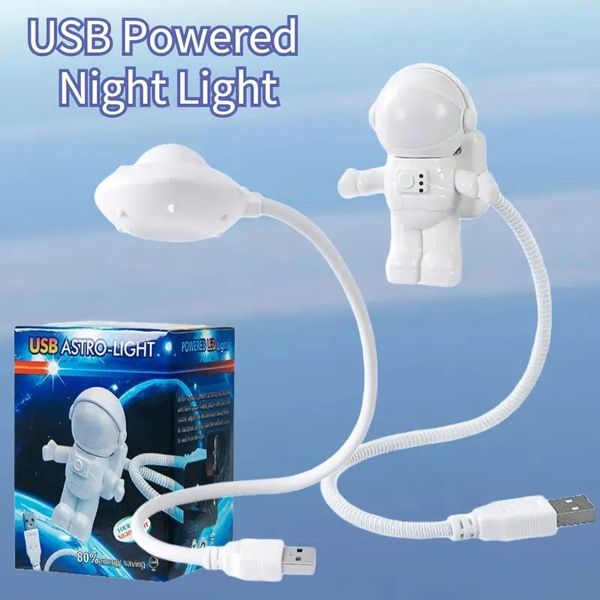 Lampe de bureau Portable en forme d'astronaute blanche, alimentée par USB, lumière LED DC 5V, pour ordinateur, Source Portable