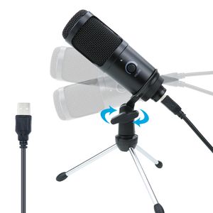 Micrófono profesional USB, micrófono de estudio de grabación de condensador, soporte para ordenador portátil y ordenador, Youtube, Skype, tarjeta de sonido para juegos