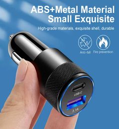 USB Snelle autolader 15W 31A Type C PD Snel oplaad Telefoonauto Adapter voor iPhone 13 12 11 Pro Max Xiaomi Samsung Huawei Honor4687571