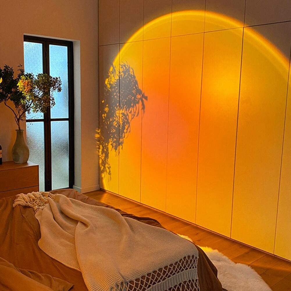 USB Rainbow Sunset Projector Atmosphere Night Light Home Coffee Shop Background Wall Decoration Colorful Lamp