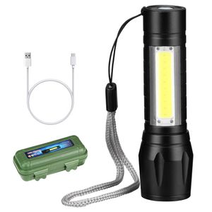 Lampe de poche LED rechargeable USB XPE COB torches intégrées 14500 batterie Zoomable IPX4 étanche Camping lampe de travail lumière 511