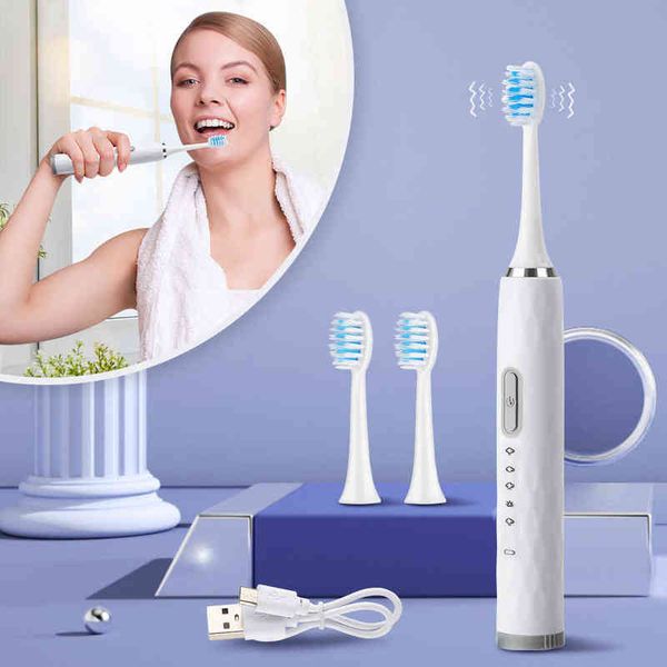 USB rechargeable adulte cheveux doux automatique brosse à dents électrique ménage intelligent cinq vitesses enfant 220627