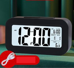 Horloge Aram rechargeable USB Portable LED Réveil numérique Rétro-éclairage Snooze Données Calendrier de bureau Multifonction Électronique Rétro-éclairage Horloges de table