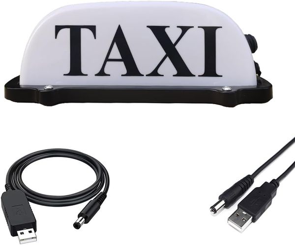 USB Rechargeable Battery Taxi Sign Light, Toit Taxi Sign With Magnetic Imperproping Taxi Cabe toit Haut Signe illuminée, imperméable