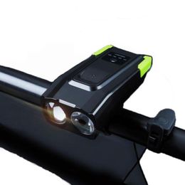 Lámpara de bicicleta recargable por USB con bocina, 2 luces LED para bicicleta, 6 modos de iluminación, faro para ciclismo, linterna impermeable para acampar 212D