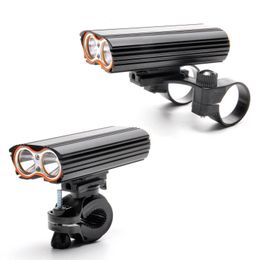 Verlichting USB Oplaadbare fietsverlichting 2000LM Safety Flashlight LED Fiets Voorstuur 2 Mount Houder Cycle Accessoires