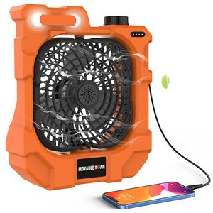 Ventilateur de tente de camping rechargeable par USB, alimenté par batterie 10400mAh, lumière LED et rotation automatique à 270 °, ventilateur de camping portable, adapté aux voyages en plein air, pique-nique, pêche, barbecue