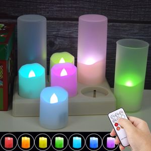 Temporizador de velas recargables USB Vela eléctrica LED colorida con baterías Cumplías de cumpleaños de Navidad Decoración del hogar