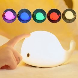 USB Oplaadbare kinderlicht Dier nachtlicht Siliconen Zachte cartoon Ribbot Dog Panda Whale Dolphin Gift For Kids 201028