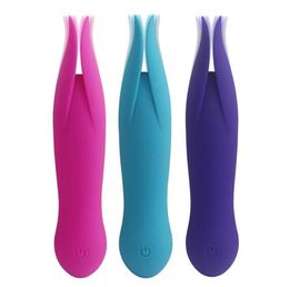 USB Rechargeable Double Tongue Kiss Vibraters Silicone 10 Vibration Fréquence Vibratrice imperméable Toys pour femmes clitoris stim1543305