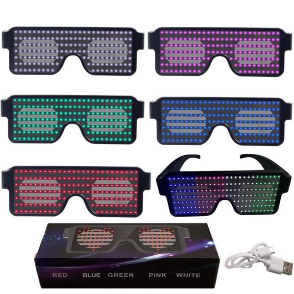 Gafas LED dinámicas recargables USB que brillan intensamente Gafas luminosas LED Gafas con luz LED con neón intermitente 8 patrones para fiestas Conciertos de Halloween