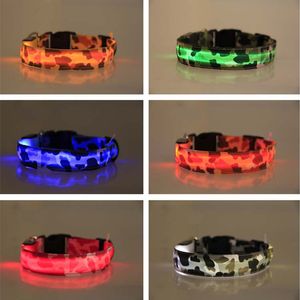 USB Rechargeable Fashion Camouflage LED Dog Collar Night Safety Flashing Glow Pet Dog Cat Collar With Usb Cable Charging Dogs Accessory