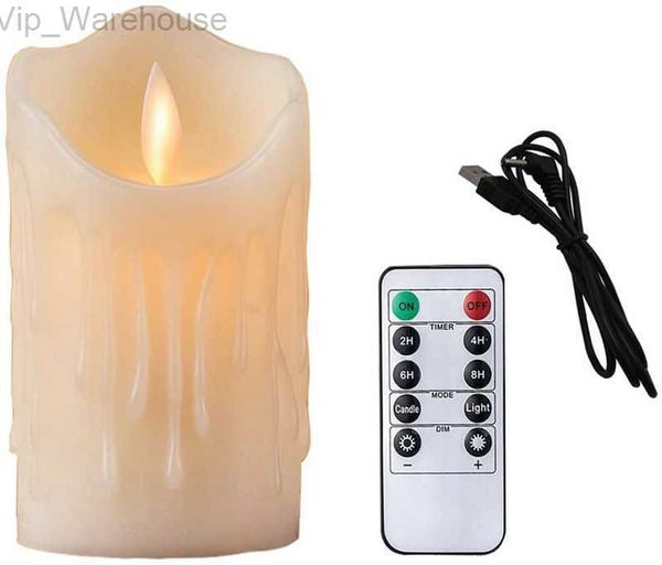 USB Rechargeable Candle électrique sans flamme Doupin de cire de paraffine danse en mouvement de la fête à la maison Boîtes de piliers de barre avec HKD230812 éloigné