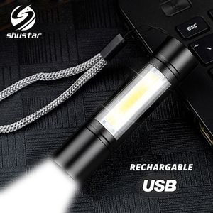Lampe de poche rechargeable USB 3 Mode d'éclairage COB + XPE LED Mini lampe de poche étanche Portable Utilisé pour le camping, le vélo, le travail, etc.