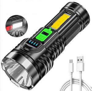 USB oplaadbare zaklamp Mini Cob zaklampen Torch Outdoor Waterdichte 4 Mode Zoombare campinglamplampen ingebouwd in batterij Torches Lichten