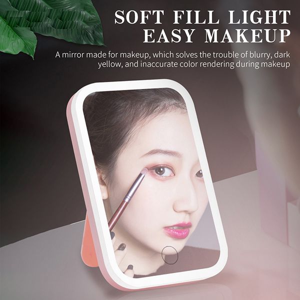 Miroir De maquillage pliable rechargeable par USB Portable De bureau lumière LED écran tactile miroirs compacts en particulier De Maquillaje Plegable Recargable USB