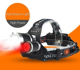 Lampe de tête rechargeable USB T6 T6 lampe frontale LED 6000lm haute puissance 10W 18650 lampe de poche de tête lampe d'éclairage rouge blanc pour la chasse3743290
