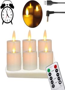 Bougies chauffe-plat LED rechargeables par USB, alimentées par piles, avec télécommande, bougie chauffe-plat sans flamme, réaliste et lumineuse, avec mèche mobile H2626835