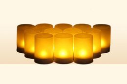 USB -oplaadbare kaarsen met flikkerende vlam Vlamloze led kaarsen kaarsen huisdecoratie kerst tealight kaarslichten H12223220711