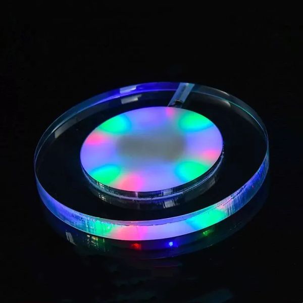 USB Cocktail LED rechargeable Coaster en acrylique Coureaux Coasters Bar Beer Beverage Lighting F / Home Club Wedding Bar Party Decoration